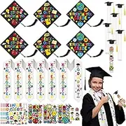 6Set Preschool Caps with Stickers Kindergarten Graduation Sash with Stickers DIY Graduation Gumball Tubes Graduation Candy Container Pre Kindergarten Graduation Gifts DIY Art Craft for Toddler