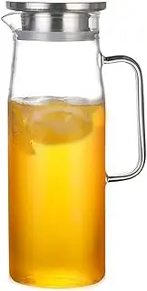 1.5 Litre Glass Pitcher, Glass Jug with Sealed Lid,Beverage Pitcher for Hot/Cold Water,Iced Tea and Juice Drink