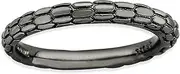 [JewelryWeb] 2.5mm 925 Sterling Silver Polished Patterned Ruthenium plating Stackable Black Plated Domed Ring Size 6-Stackable-Ring for Women