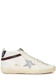 Golden Goose Mid Star Distressed Leather Sneakers - White - 4 4
