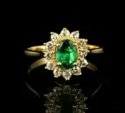 2.00Ct Oval Cut Lab-Created Emerald Wedding Band Ring 14K Yellow Gold Plated