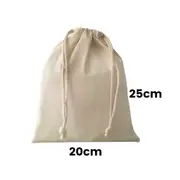 Calico Drawstring Bag Natural Size 10 25cmx20cm