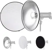 22 Inch Beauty Dish Studio P Graphy Reflector Diffuser with Honeycomb Soft Cloth for Bowens Mount Lite Strobe Light(Silver Internal Surface) Silver