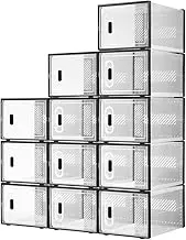 Luxsuite 12PCS Shoe Box Clear Sneaker Display Case Stackable Plastic Shoe Storage Organiser 36.4x28x21.5cm