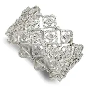 7 Inch 1928 Jewelry Silver-Tone Wide Filigree Link Floral Pattern Stretch Bracelet