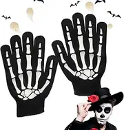 [jopiuieo] Black White Skeleton Gloves | Black White Riding Knit Skeleton Mitts - Skeleton Gloves for Riding, Running, Climbing, Walking