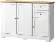 OIKITURE Buffet Sideboard Cabinet - with 3 Doors & 2 Drawers, Multi-Storage Cabinet Cupboard for Kitchen Living Room Dining Room, White