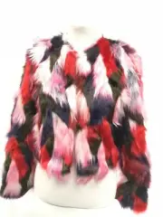 UGG Australia Women's Lorrena Patchwork Faux Fur Pink Mulit Jacket Coat 1098851