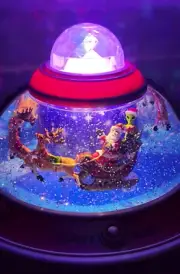 SANTA SPACESHIP Sleigh Reindeer UFO Swirling Lights, Music, Motion - see video