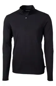 Cutter & Buck Virtue Piqué Recycled Blend Quarter Zip Pullover in Black at Nordstrom, Size Small