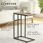 Artiss ANIKA C-Shaped Side Coffee Particle Board Tabletop Brown Black Steel