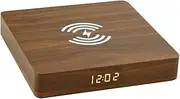 Wooden Charger Clock Wireless Phone Charger Home Decor Portable Clock Wood Grain