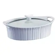 Corningware 2.5 Qt. Oval Ceramic Casserole Baking Dish w/ Glass Cover Bakeware