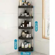 Wtempo 3/4/5 Layer Kitchen Storage Rack Triangle Movable Plastic Bathroom Shelf Wheels Space Saving Organizer black 5Tier