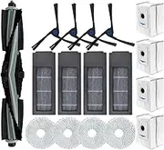 Odashen 17pcs Replacement Accessories Set for Ecovacs Deebot X2 / X2 Omni / X2 Pro / DEX86 Vacuum Cleaner Spare Parts, 1 Main Brush, 4 Side Brush, 4 Hepa Filters, 4 Dust Bags, 4 Mop Cloths
