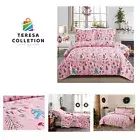 Kids Pink Christmas Alpaca Quilt Set Queen Size,Snowflake Tree Printed Beddin...