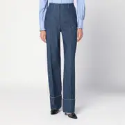[Valentino] Blue trousers in Chambray Denim 40 IT Blue