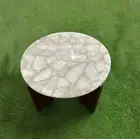 Agate Sofa Table, Quartz Table Top, White Quartz Table, Round Agate Side Table