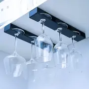 Wine Glass Rack Hanger Under Cabinet Holder Stemware Shelf Black