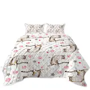 Adorable Cat and Paws Pattern Coverlet