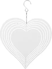 Yardwe Heat Transfer Wind Chime Blanks Wind Spinner Heart Wind Spinners Outdoor Sublimation Wind Chime Hanging Wind Spinner Decor Wind Spinners Outdoor Clear White Aluminum