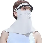 [FBIEE88TR] Women Balaclava Face Mask, Sun UV Protection Breathable Wide Brim Sun Hat with Face Cover & Neck Flap for Cycling Outdoor(Grey)