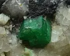 Natural Emerald Crystal With Quartz On Black Matrix 91 Gram