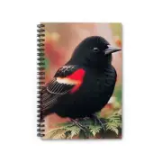 Spiral Notebook Ruled Line Red Winged Blackbird in Natural Environment Design 6