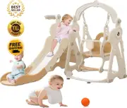Kids Slide and Swing Set, 4 in 1 Toddler Slide Playset with Adjustable Swing W/S