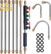 Pressure Washer Extension Wand 10-Pack w/ Nozzle Tips & Gutter Cleaner 4000 PSI