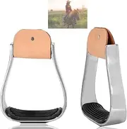 FAUOSWUK 1 Pair Horse Riding Stirrups,Hose Saddle Riding Protection Saddle Aluminum Cushioned Western Stirrups Stirrup Western Horse Saddle Tack