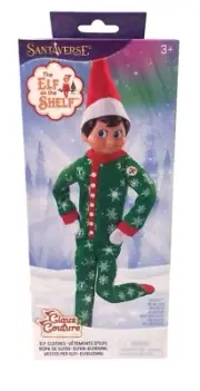 The Elf on the Shelf Santaverse Claus Couture SNOWFLAKE SNUGGLE PJS Green Red Wh