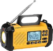 ZHIWHIS Emergency Radio with Bluetooth, 10000mAh FM/AM/SW/VHF/NOAA Weather Radios with Alerts, Hand Crank/Solar/Power Bank/SOS/Flashligh/6 EQ/Timer/USB Player with Preset for Emergencies ZWS-2415