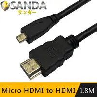 在飛比找PChome24h購物優惠-SANDA 1.8M Micro HDMI to HDMI 