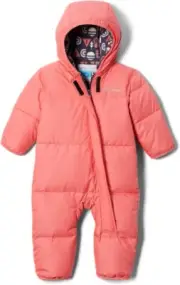 NWT COLUMBIA SNUGGLY BUNNY BUNTING DOWN BLUSH PINK CORAL SOLID SNOWSUIT 3-6 M