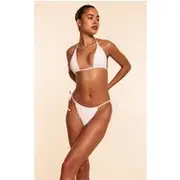 White Tie Side Ruched Bikini Bottoms, White