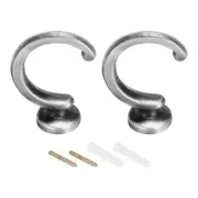 2Pcs Curtain Holdback Wall Mounted Curtain Tiebacks Screw Hooks Silver