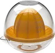 Progressive Citrus Juicer with Strainer for Pulp & Seeds - Multifunctional Measuring Cup | Easy-Pour Spout | Ideal Size to Fit Limes, Lemons and Small Oranges | 1/2 Cup, 8TBSP or 120mL | Orange/Clear