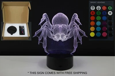 Spider - 3D Acrylic LED Sign Nightlight Remote Control USB Custom