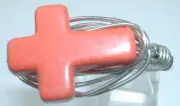 Wire Wrapped Howlite Cross Bead Ring Handcrafted