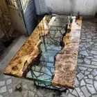 Wooden Epoxy Table, Live Edge Clear Epoxy Table , Coffee Center Table Decors