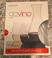Govino Dishwasher Safe Decanter and 2-Wine Glass Set Shatterproof Reusable