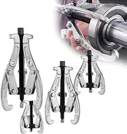 PORIYA 4pcs 3" 4" 6" 8" 3-Jaw Gear Puller Set,Heavy-Duty Gear Puller with Reversible Jaws,Gear Bearing Flywheel Puller Removal Tool for Gears, Pulleys, Bearings, and flywheels