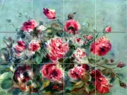Art Renoir Flowers Tumbled Marble Mural Bath Backsplash Tile #1844