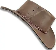[Oztrala] Oiled Kangaroo Leather Hat Cowboy Outback Mens Black Jacaru Australian HLK2 A