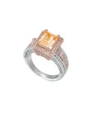 Suzy Levian Two-Tone Silver 5.50 ct. tw. Citrine & White Topaz Ring
