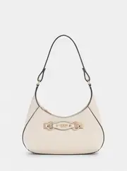 GUESS White Mimina Top Zip Shoulder Bag