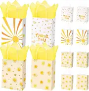 16Pack Boho Sun Party Favor Bags with Yellow Tissue Paper First Trip around the