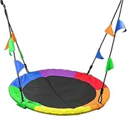 1m Tree Swing in Multi-Color Rainbow Kids Indoor/Outdoor Round Mat Saucer Swing