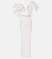 [Solace London] Solace London Cassia twill and crêpe gown UK 6 white